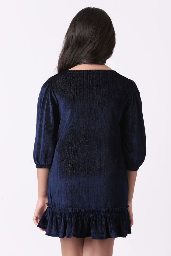 Navy Blue Solid Flounce Dress, Navy Blue, image 8